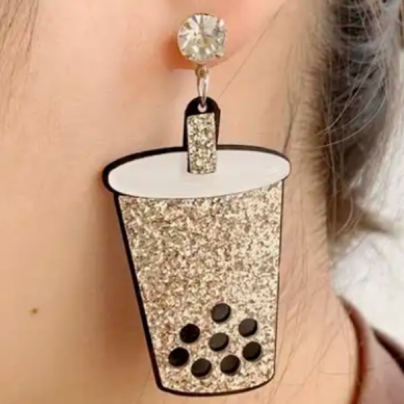 Bubble Tea Boba Milk Tea Earrings NEW! - Picture 3 of 9
